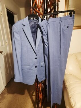 Calvin Klein Light Blue Notch Lapel Two-Piece Suit